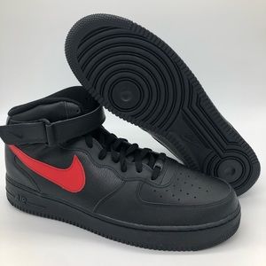 New Nike ID By You Air Force 1 Mid Black/Red Men’s Size 14 AQ3776 994